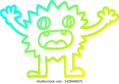 cold gradient line drawing of a cartoon funny furry monster