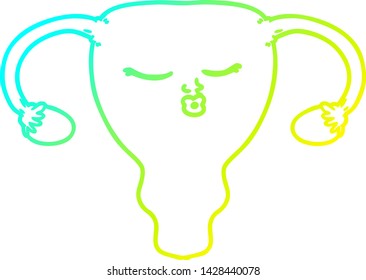 cold gradient line drawing of a cartoon uterus