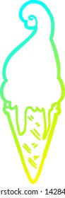 cold gradient line drawing of a cartoon ice cream