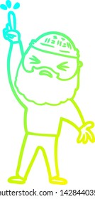 cold gradient line drawing of a cartoon man with beard