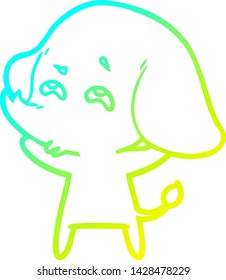 cold gradient line drawing of a cartoon elephant remembering
