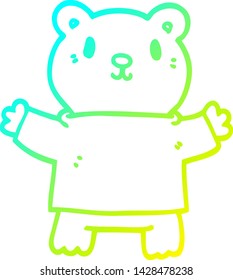dibujo de línea de degradado frío de un oso de peluche de dibujos animados