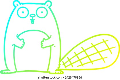 cold gradient line drawing of a cartoon beaver