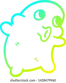 cold gradient line drawing of a cartoon weird alien
