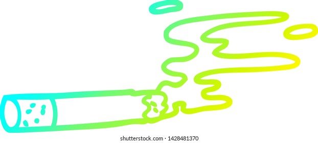 cold gradient line drawing of a cartoon cigarette