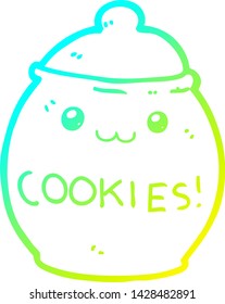 cold gradient line drawing of a cartoon cookie jar