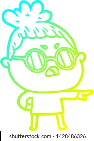 dibujo de una mujer fastidiada con gradiente frío