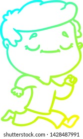 cold gradient line drawing of a cartoon peaceful man running