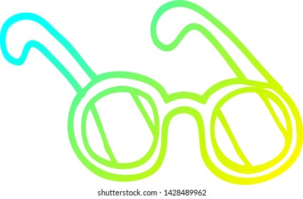 dibujo de línea de gradiente frío de una gafas de sol de dibujos animados