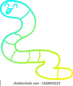 cold gradient line drawing of a cartoon worm