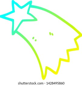 dibujo de línea de gradiente frío de una estrella de disparo de dibujos animados