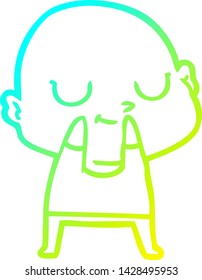 dibujo de línea de gradiente frío de un hombre calvo de dibujos animados