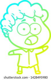 cold gradient line drawing of a cartoon man gasping in surprise