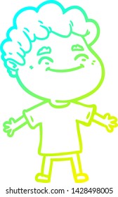 cold gradient line drawing of a cartoon friendly man