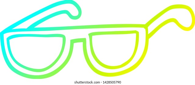 dibujo de línea de gradiente frío de una gafas de sol de dibujos animados