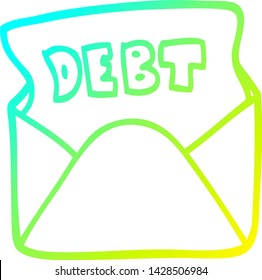 cold gradient line drawing of a cartoon debt letter