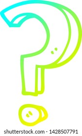 dibujo de línea de degradado frío de un signo de interrogación de caricatura