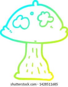 cold gradient line drawing of a cartoon mushroom