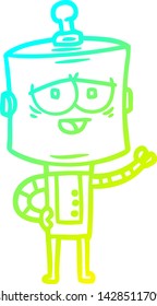 cold gradient line drawing of a cartoon robot