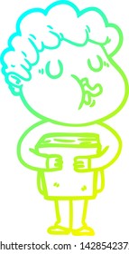 dibujo de una línea de degradado frío de un hombre de dibujos animados cantando