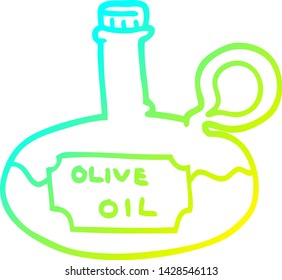dibujo de una línea de gradiente frío de un aceite de oliva de dibujos animados