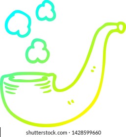 cold gradient line drawing of a cartoon smoking pipe