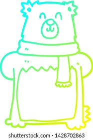 dibujo de línea de degradado frío de un oso de dibujos animados