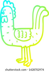 cold gradient line drawing of a cartoon cockerel