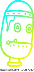cold gradient line drawing of a cartoon retro robot head
