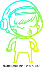 dibujo de una linea de gradiente frío de una chica astronauta