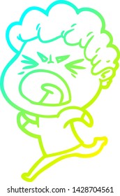 cold gradient line drawing of a cartoon furious man