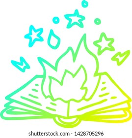 cold gradient line drawing of a cartoon spell book