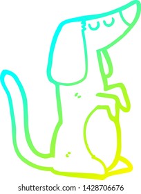cold gradient line drawing of a cartoon dog