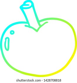 dibujo de línea de degradado frío de una manzana de dibujos animados