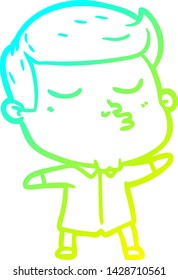 dibujo de línea de gradiente frío de un tipo de modelo de dibujos animados puliendo