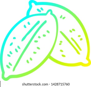 cold gradient line drawing of a cartoon leaf