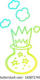 cold gradient line drawing of a cartoon magic potion