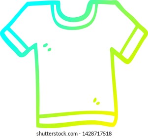 dibujo de línea de degradado frío de una camiseta de dibujos animados