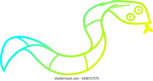 dibujo de línea de degradado frío de una serpiente de dibujos animados