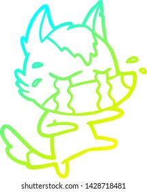 dibujo de una línea de degradado frío de un lobo llorando