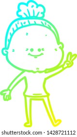 dibujo de una anciana feliz con gradiente frío