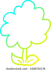 dibujo de línea de degradado frío de una flor de dibujos animados