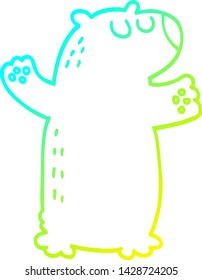 cold gradient line drawing of a cartoon polar bear