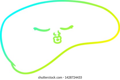 cold gradient line drawing of a cartoon liver