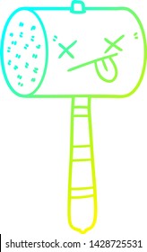 cold gradient line drawing of a cartoon mallet
