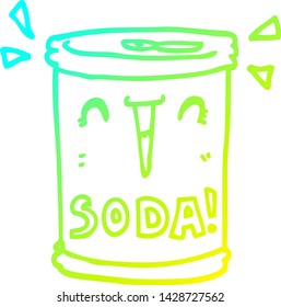 dibujo de línea de degradado frío de una soda de dibujos animados