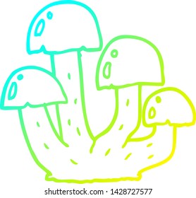 cold gradient line drawing of a cartoon mushroom