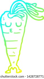 cold gradient line drawing of a cartoon carrot