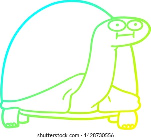 dibujo de línea de degradado frío de una tortuga de dibujos animados