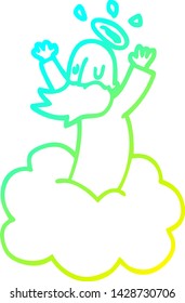 cold gradient line drawing of a cartoon god on cloud